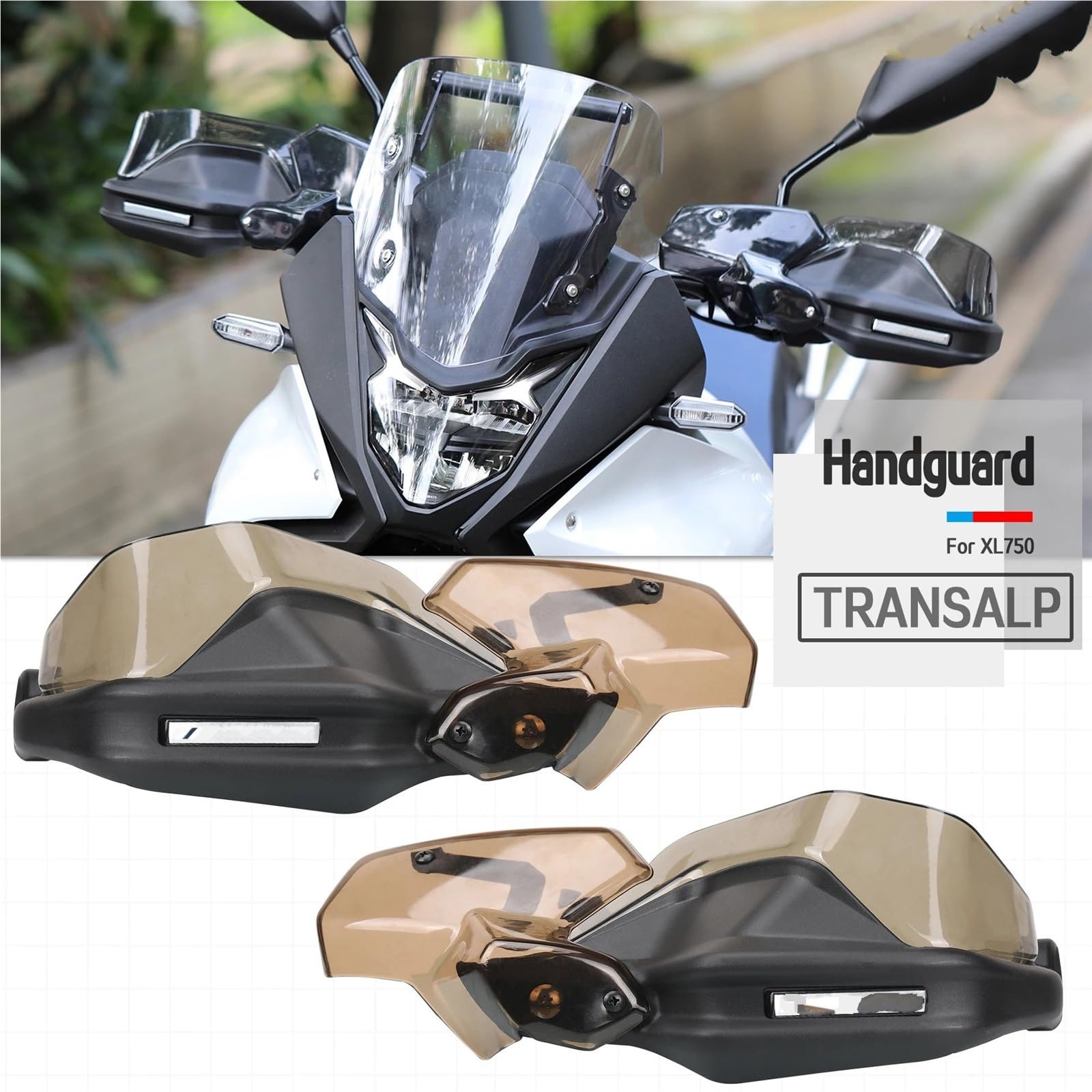 Motocyklowe ochraniacze na dłonie Pasuje do Honda XL750 Transalp750 osłona dłoni dźwignia przedniej szyby ekranu powiększ przednią szybę(Black transparent)