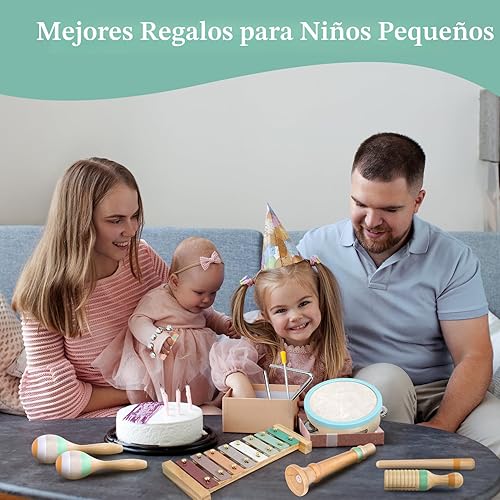 Vista 7 de Raimy - Juego de instrumentos musicales - Juguetes de madera Montessori de colores neutros, percusión musical moderna estilo boho, xilófono, regalos