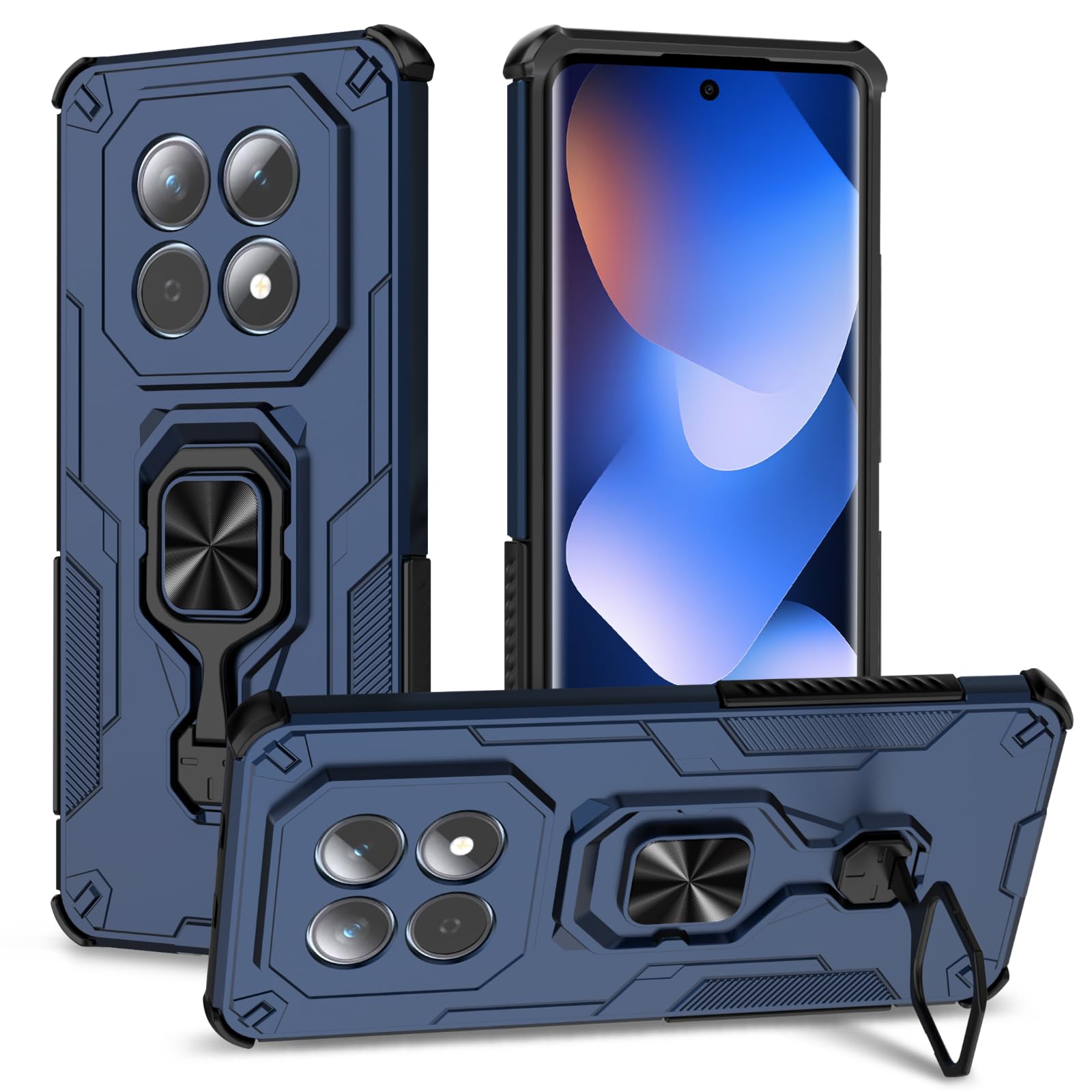 Funda para Samsung Galaxy A13 4G con Cristal Templado Protector Pantalla, Carcasa Antigolpes con Soporte anular metálico, Case Protectora de Grado Militar, Negro — view 115