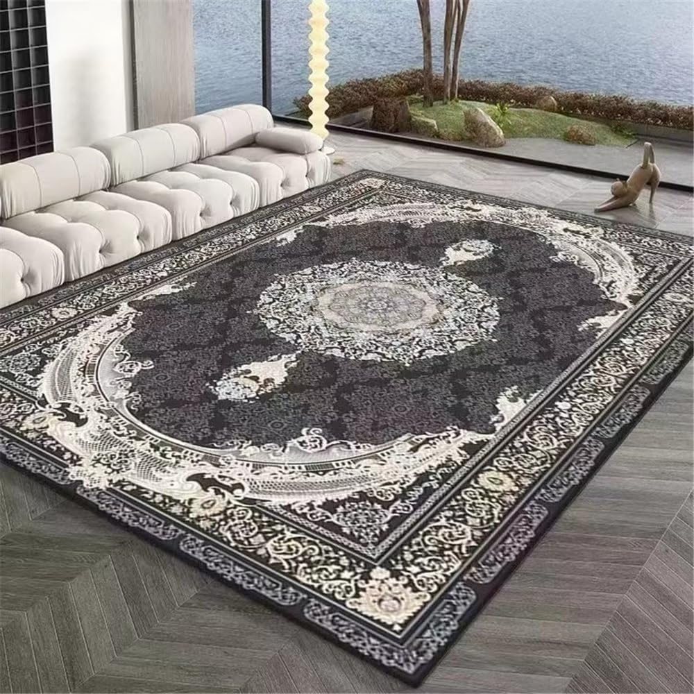 Tapis de chambre fille floral vintage salon gris foncé 50x80