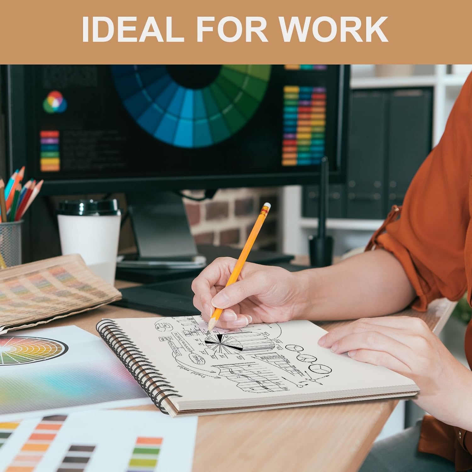 PerKoop 6 Pcs 8.5"x11" Spiral Sketch Pad A4 Large 100 Sheet Blank Notebook Sketch Pads 60 lbs (100 GSM) Back to School Gifts Sketching Drawing Pad Journals Art Sketchbook for Teachers Students Kids