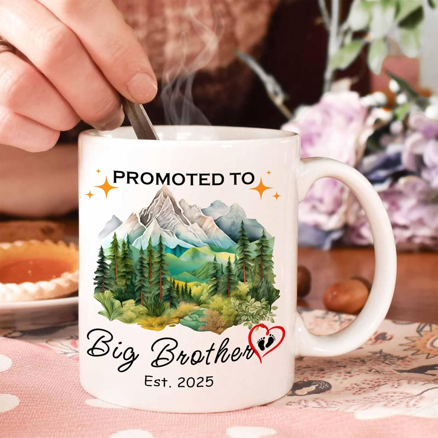 Promoted to Big Brother Gifts Est 2025, Brother to Be Baby Announcement Gifts Ceramic Coffee Mug 11 oz (brother2025) - Image 5