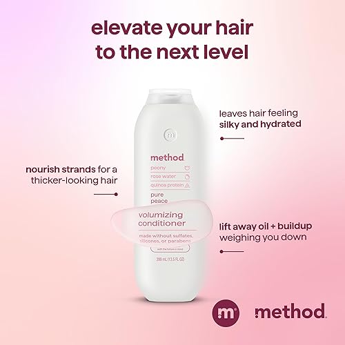 Miniatura 4 de Method Volumizing Conditioner, Pure Peace with Rose, Peony, and Pink Sea Salt Scent Notes, Paraben and Sulfate Free, 13.5 oz (Pack of 1)