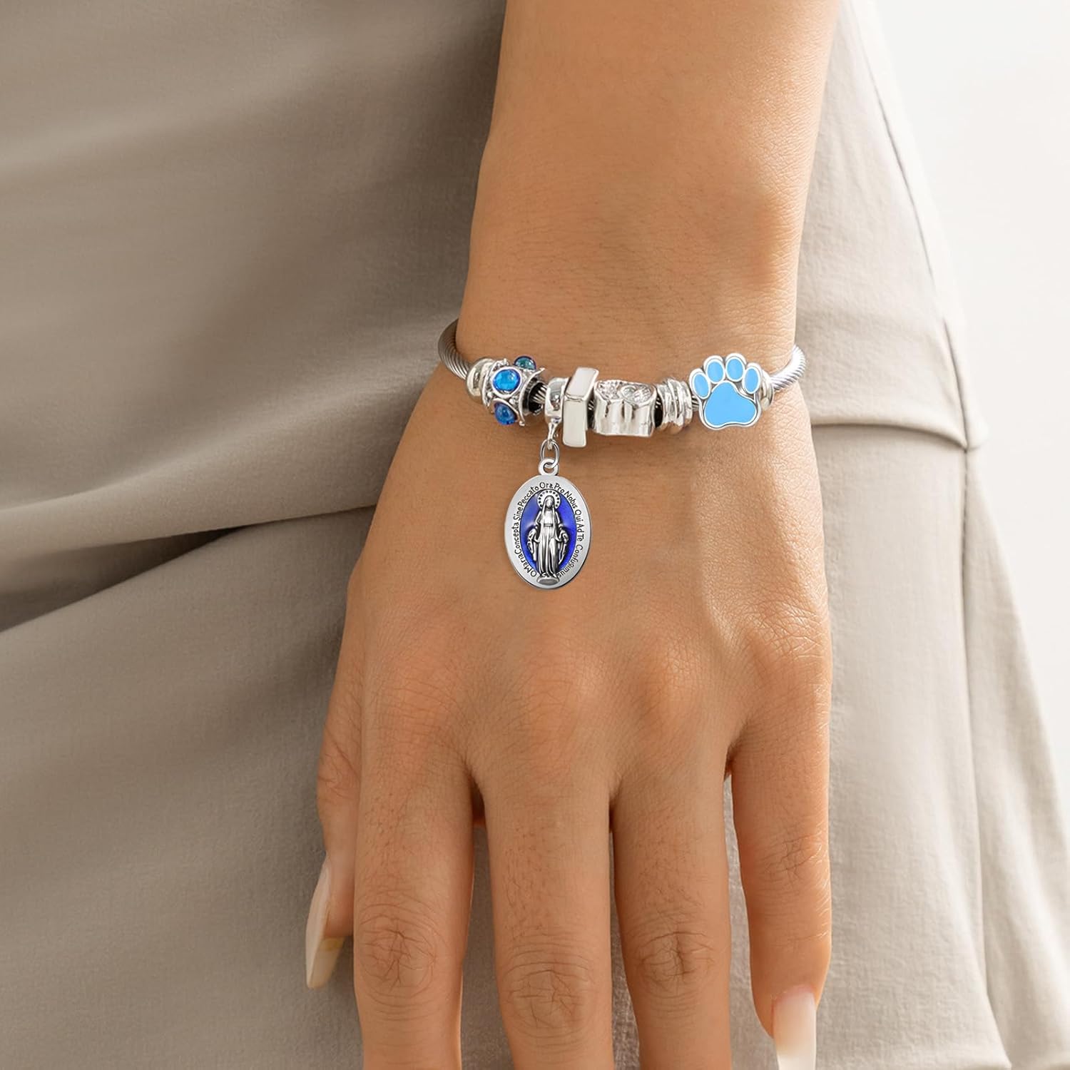 30Pcs Alloy Oval Medalla De La Virgen Milagrosa Charms Tiny Our Lady Charm Pendant for Diy Rosary Necklace Bracelet Jewelry Making - Image 3