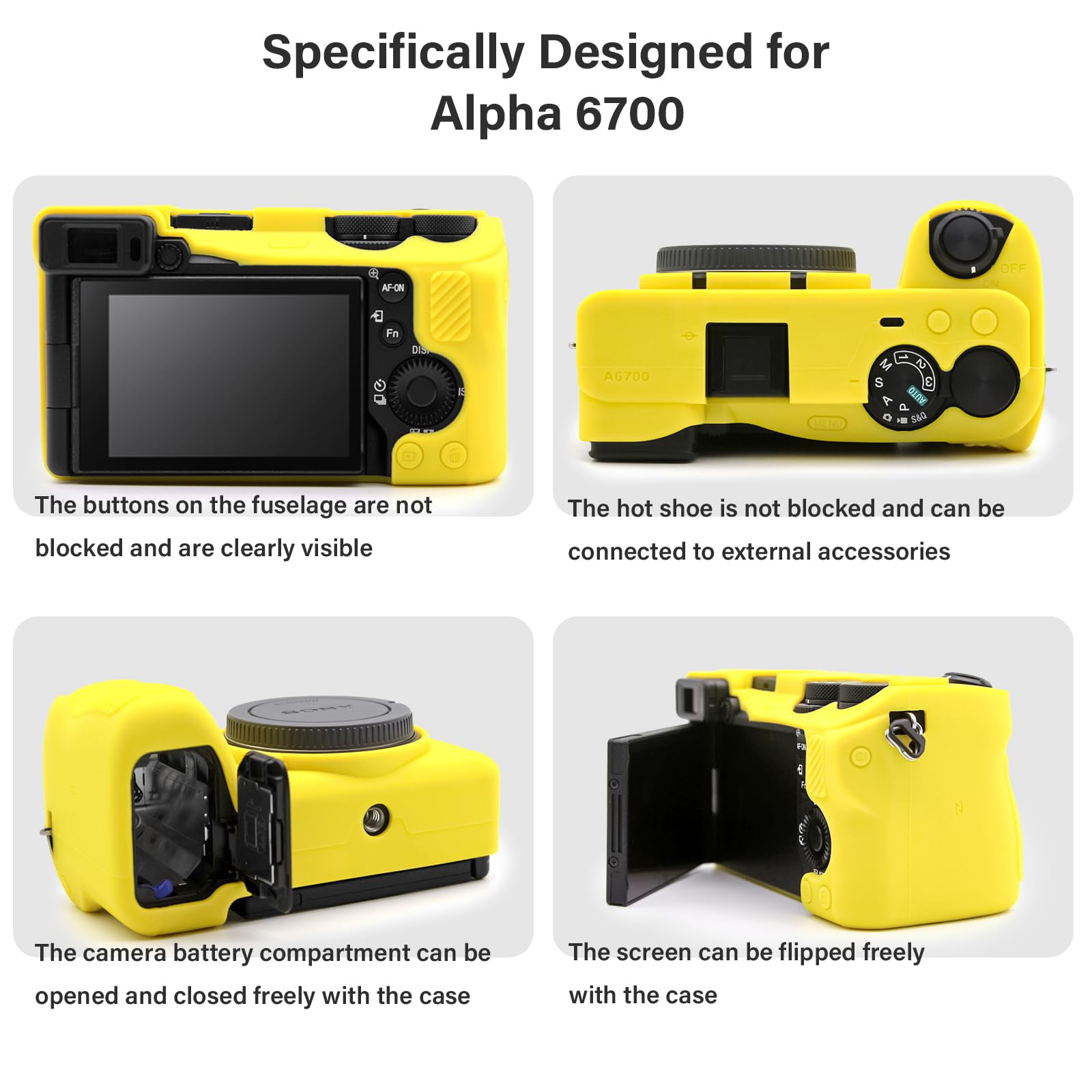 VOVMOEYA A6700 Kamerazubehör Set - Silikonhülle, Displayschutz & Blitzschuhabdeckung
