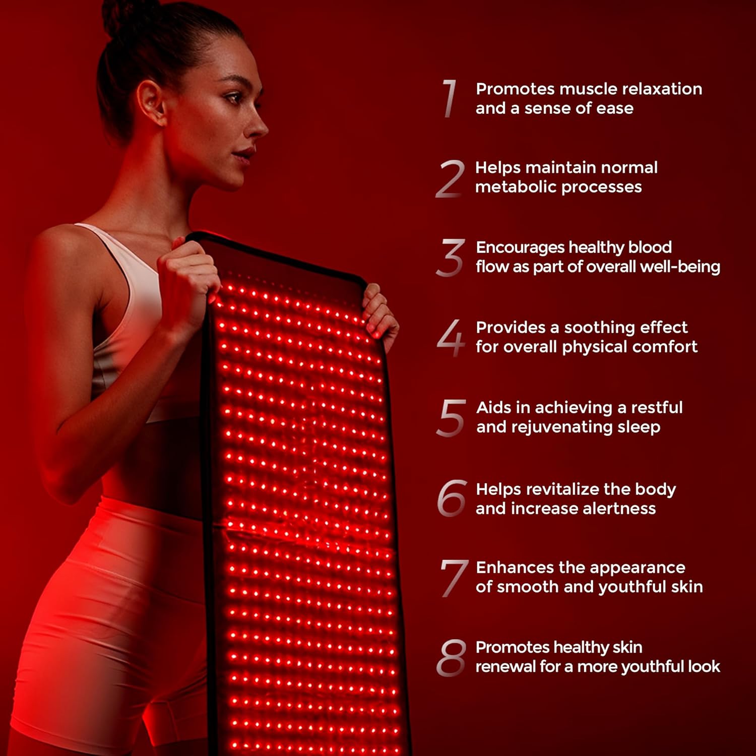 QuasarMD Infrared Red Light Therapy Mat- 1440 pcs Professional SMD LED Chips - 660nm & 850nm Wavelengths, Pain Relief, Enhances Recovery, Whole Body Care, Sleep Improvement & Energy Boost - Image 4
