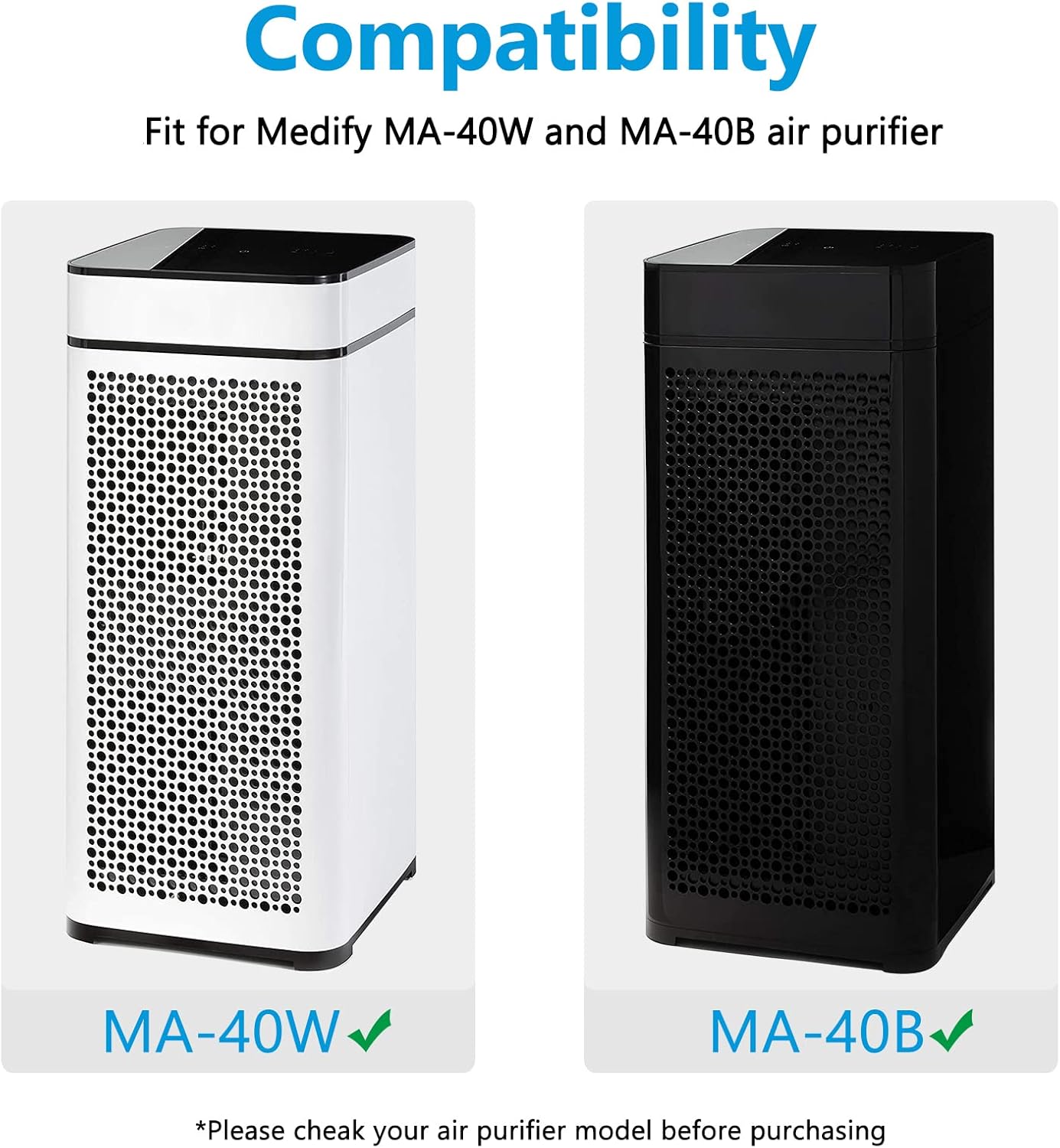MA-40 Replacement Filter, 3 in 1 Pre-Filter, H13 HEPA Air Filter and Activated Carbon, 2 Pack, Compatible with MA-40 for MA40W MA40B - Image 2