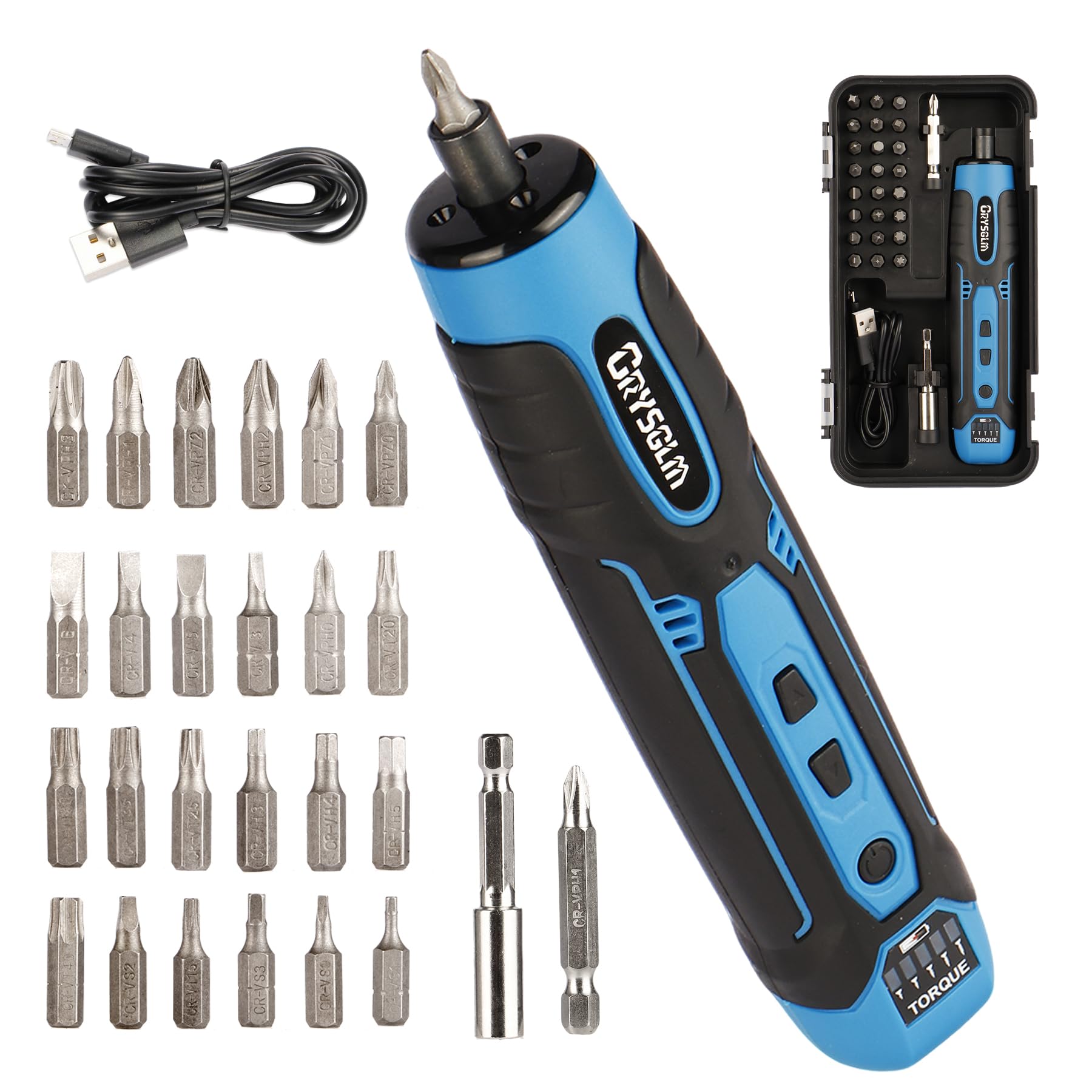 3 6V Cordless Screwdriver Set Electric Screwdriver with 24 in 1 Magnetic Bits 3-10 N m Torque for