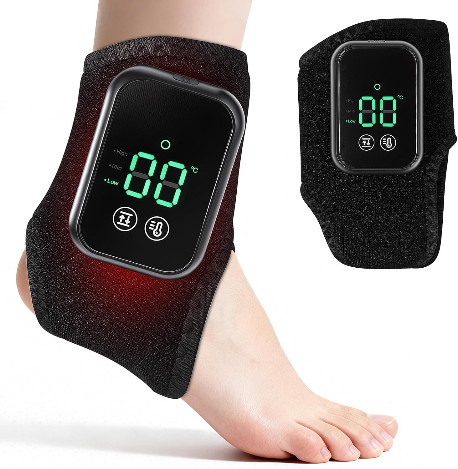 Cordless Foot & Ankle Massager, Upgraded Vibration & Fast Heating Massage Machine with Adjustable Straps, Long Battery Life, Relief for Neuropathy, Plantar Fasciitis & Foot Pain,1 Pack