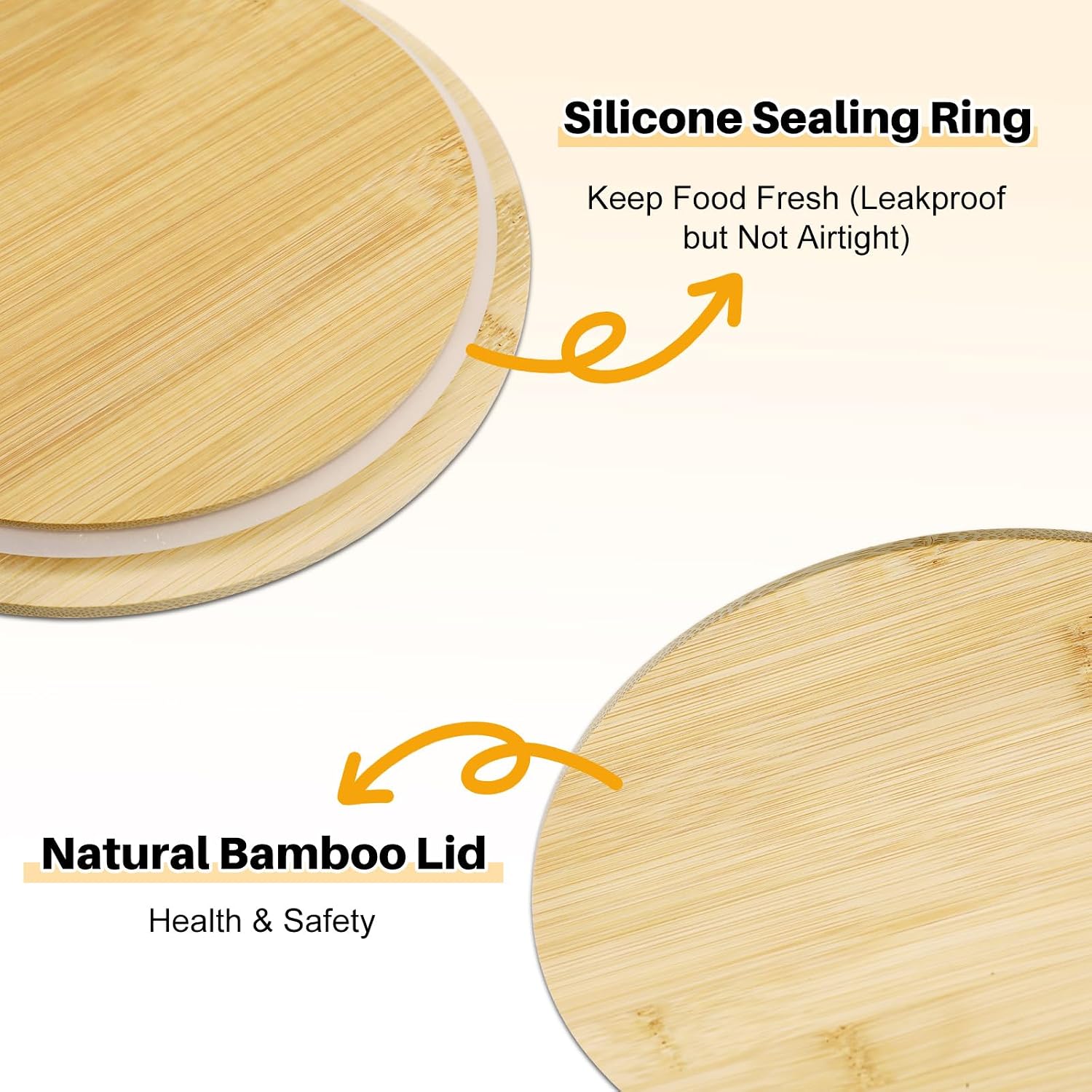 44/32/21/14 oz Glass Food Storage Containers, Borosilicate with Bamboo Lids