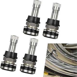 4PCS TR416 Valve Stems, Metal Tire Valve Stems Outer Mount, Fits 0.453" & 0.625" Rim Holes Long 1 1/2", 1.75" x 0.75" High Pressure Valve Stem Replacement Kit