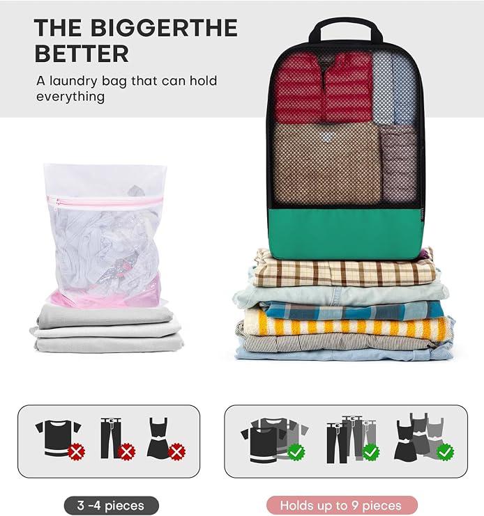 SDGFUI 4 Set/6 Set/8 Set Compression Packing Cubes for Travel, Travel Luggage Cubes Compression, Green, 4 Set