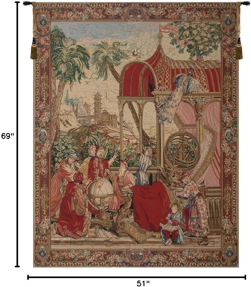 C Charlotte Home Furnishings Inc Les Astronomes Belgian Tapestry Wall Hanging | Viscose Cotton and Polyester Blend Wall Art | 69 in. x 51 in | Home Decor Accents