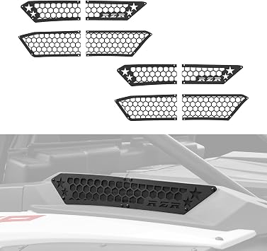 Air Intake Cover for Polaris RZR XP 1000, Aluminum Air Intake Filter Bezel Combined Mesh Engine Side Vent Grill for Polaris RZR XP 1000/XP 4 1000 2024 2025 Accessories8PCS