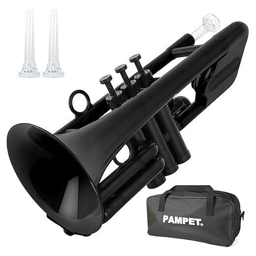 SEA LION Professional Plastic C Trumpet Standard Trumpets Trumpet Set for Student Beginner C Trumpet Instrument Black