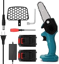 Henniu Bateria de lítio 21V (duas) serra de poda elétrica portátil recarregável serras elétricas pequenas para trabalhar madeira serra elétrica de uma mão corte de madeira mini motosserra elétrica esc