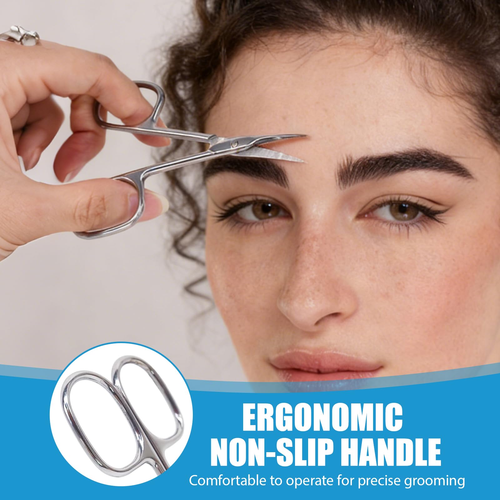 2 PCS Ciseaux à Cuticules Professionnels, en Acier Inoxydable, Ciseaux de Précision à Lame Courbée pour Manucure et Pédicure, Ongles, Sourcils, Soins Beauté Professionnels