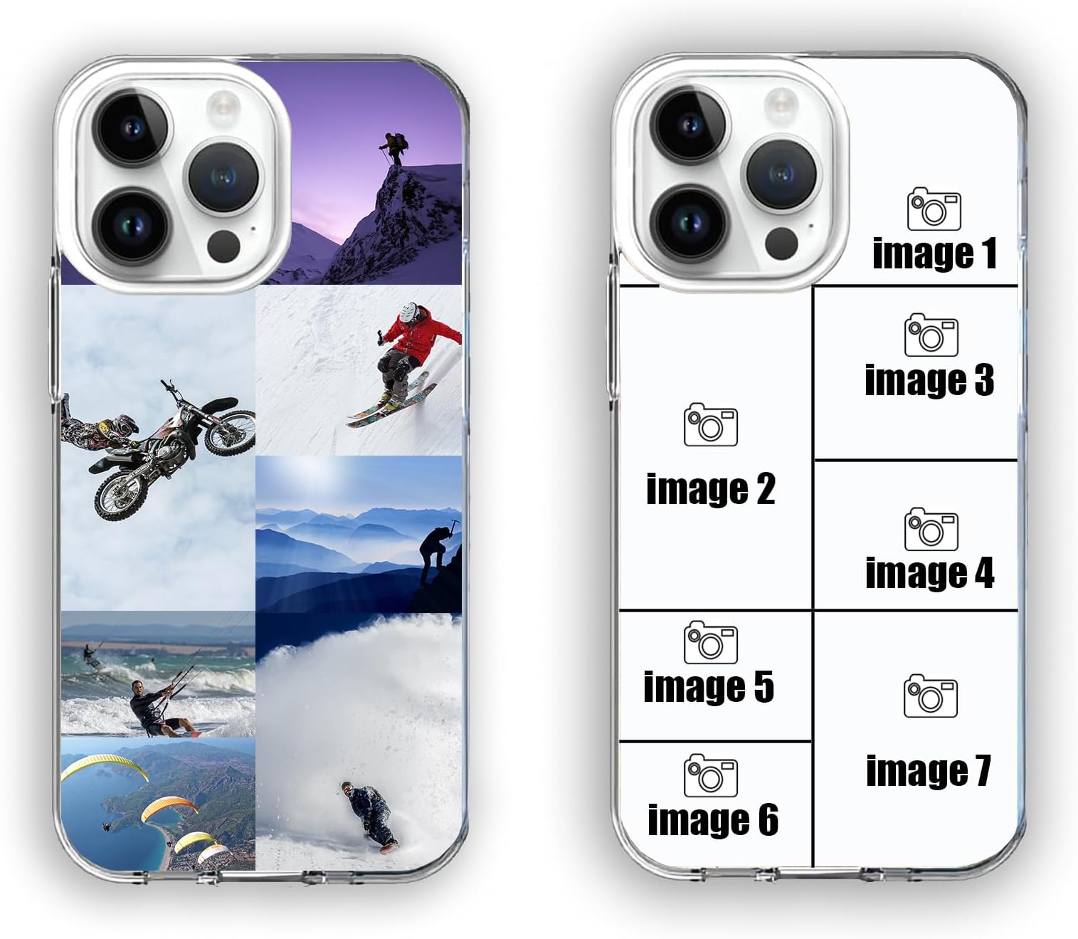 Personalised Custom for iPhone Case, 7 Photo Collage Polaroid Style Custom Picture CLEAR Silicone Impact Case for iPhone 11 12 13 14 15 Ranges Valentine'S Day Gift (7 photos)