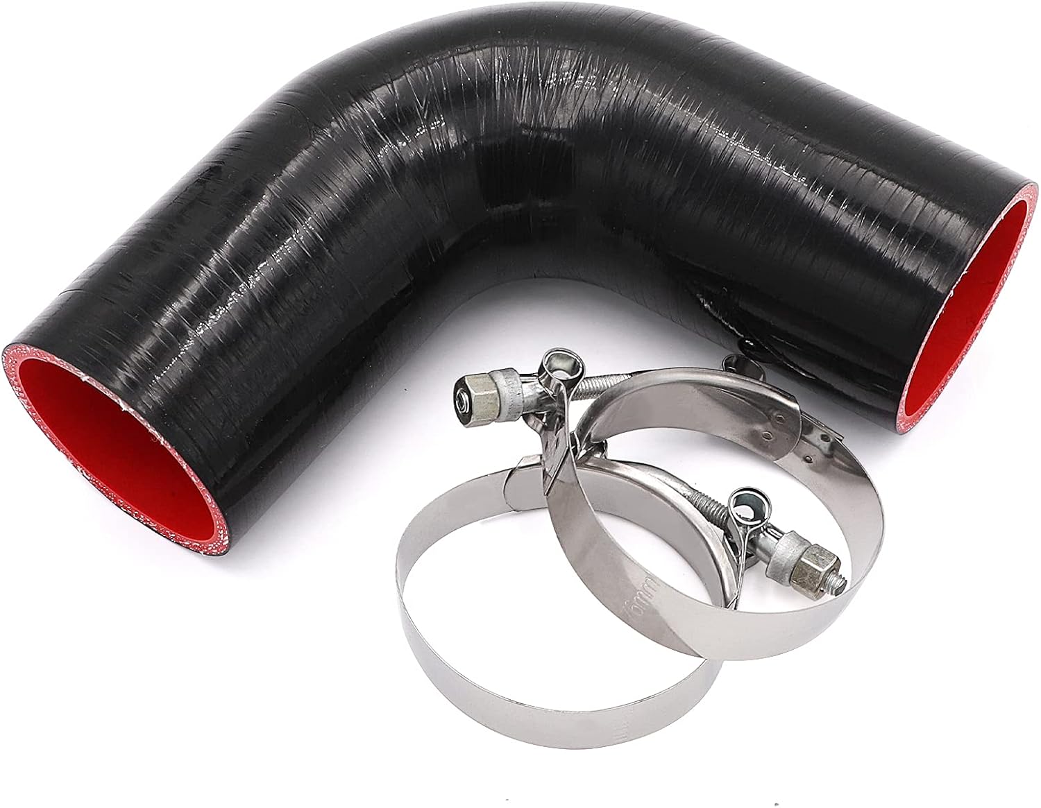 90 Degree 4-Ply Elbow Coupler Silicone Hose 2.5 inch(63mm) with T-Bolt Clamps for Turbo Intake Intercooler Pipe Length 102mm Thickness 5mm