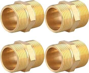 2 Racores De Latón Doble Tetón Macho G1" (20mm) - Para Fontanería Y Sistemas Hidráulicos