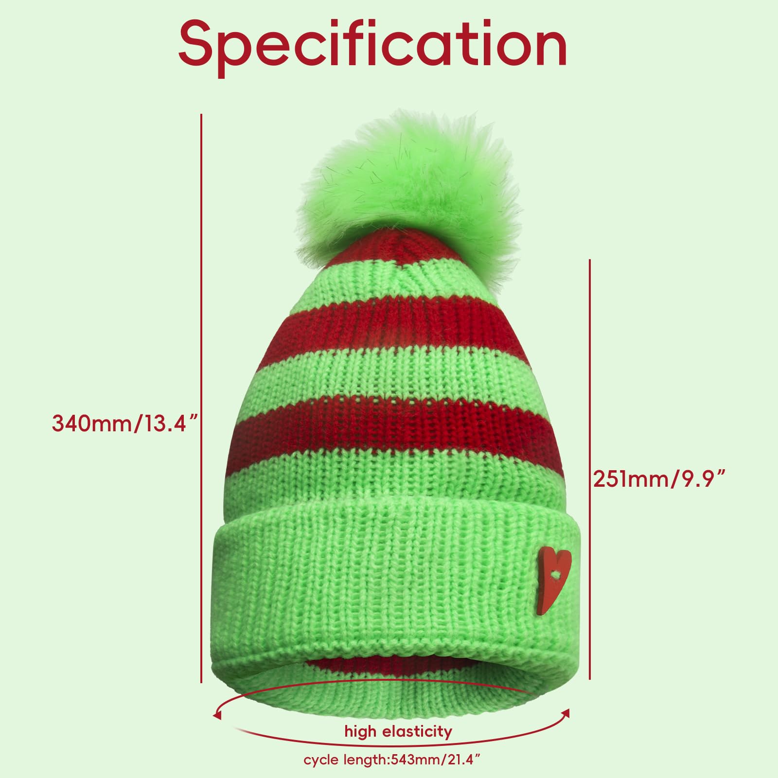 Uderwarb Knitted Santa Beanie Hat Christmas Knit Hats for Women Men Xmas Party