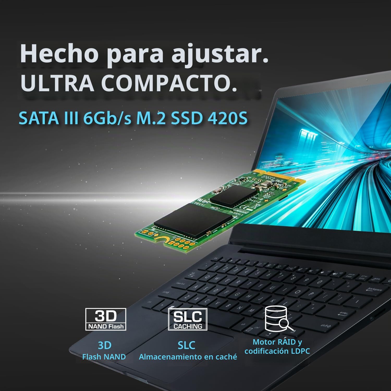 Transcend MTS420S, 240GB SSD M.2 2242 SATA III - Disco duro sólido interno, 3D NAND - Ideal para Ultrabooks y mini PC - TS240GMTS420S