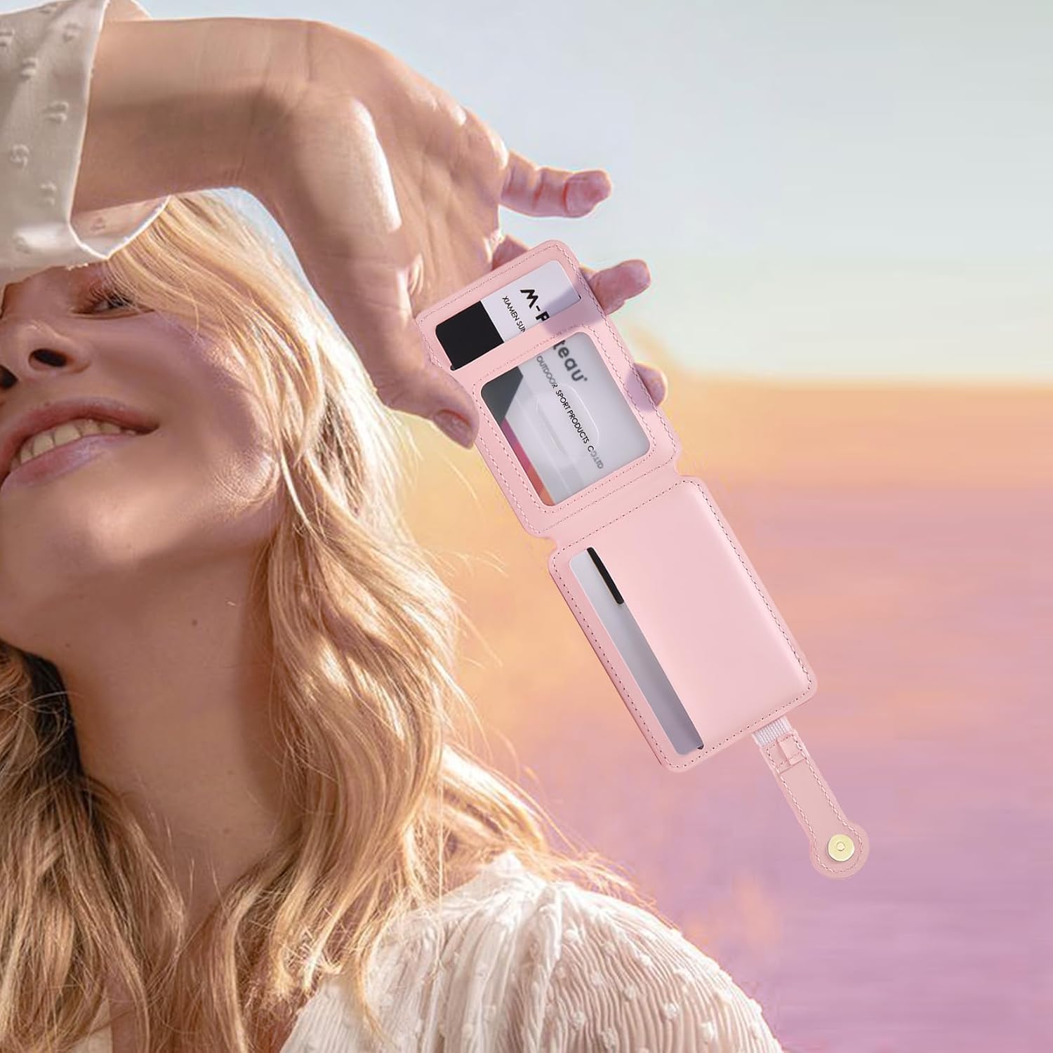 M-Plateau Phone Wallet Stick On, Sticky Credit Card Holder with Elastic Magnetic Closure, Slim Phone Card Holder for Most Smartphones (Pink) - Image 8