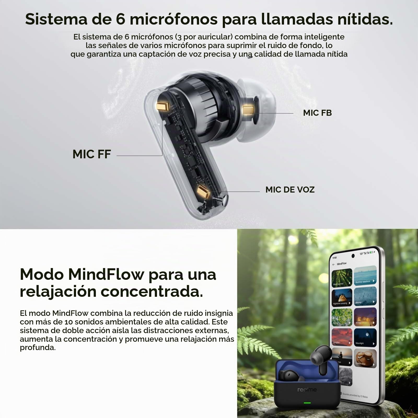 realme Buds T500 Pro Auriculares Inalámbricos con 50dB ANC Cancelación de Ruido, 56H de Batería, Auriculares Bluetooth TWS In-Ear con 12,4 mm Hi-Res Audio Controlador, Traducción con IA, Bluetooth 6.1