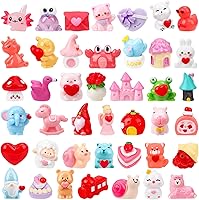 Vista 35 de 120 piezas de mini patos de resina para el día de San Valentín, letras rojas, rosas y blancas, diminutos patos de resina a granel, pequeñas figuras