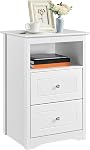Yaheetech Tall Nightstand with 2 Drawer and 1 Cubby, 29" High Bedside Table Wooden Storage Cabinet Bed Side Table with Drawer for Bedroom Home Office, Black