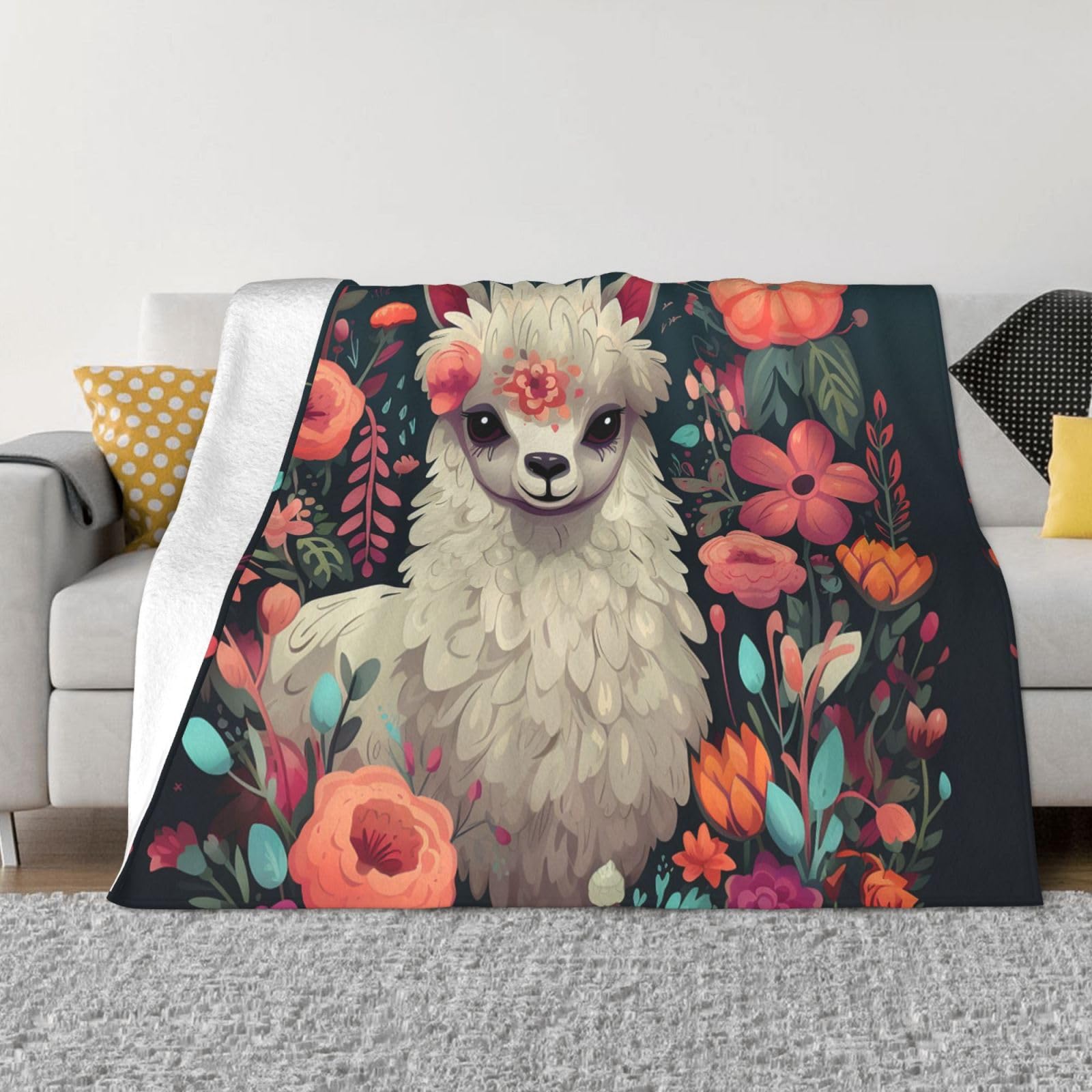 Plaid micro polaire lit et canapé grande couverture lama douce