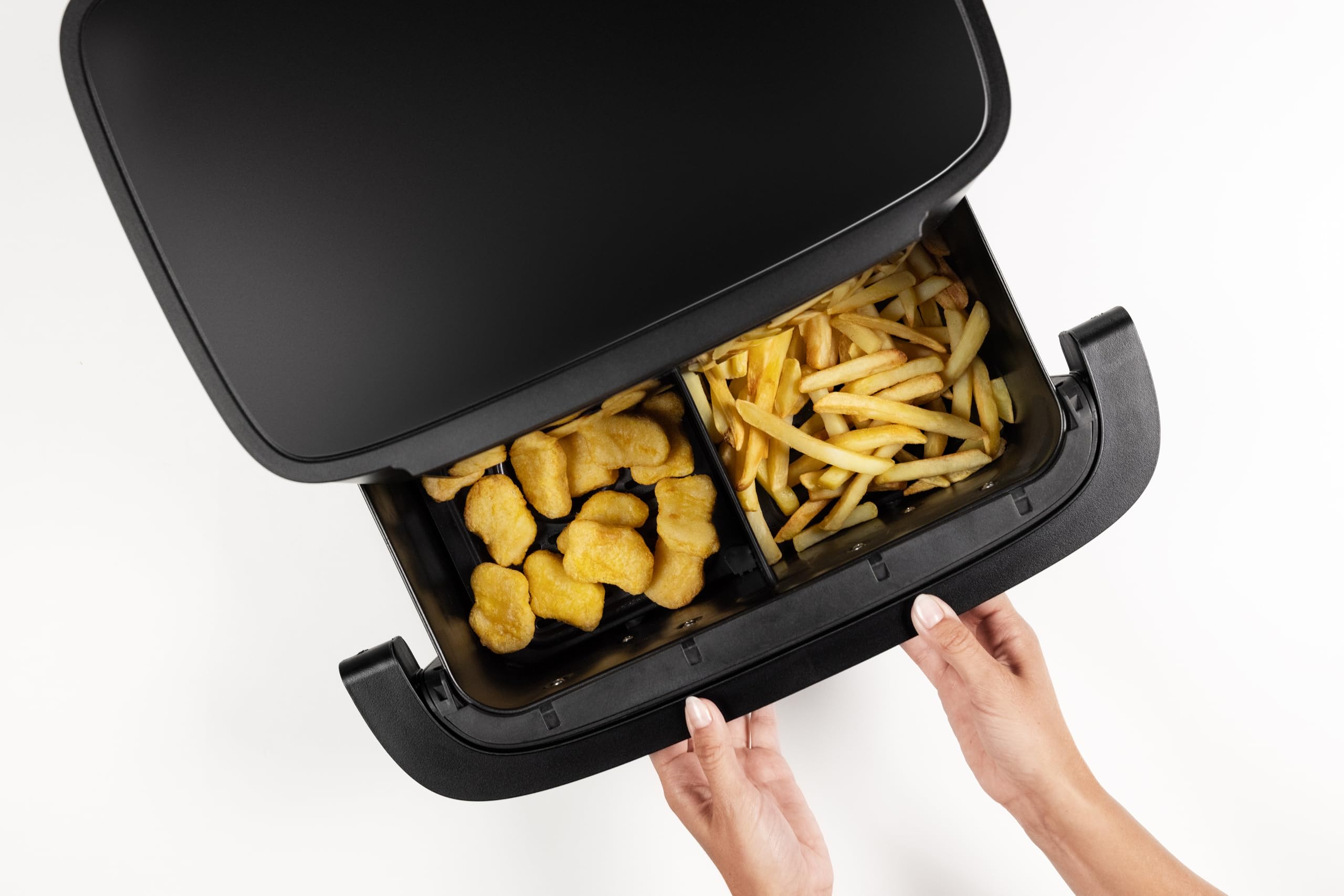 SEVERIN Friteuse à air chaud « Max Zone Flex », Friteuse sans huile avec technologie à air chaud, Air fryer à panier modulable de 9 L, Multicuiseur avec 10 programmes, Noir, FR 9599
