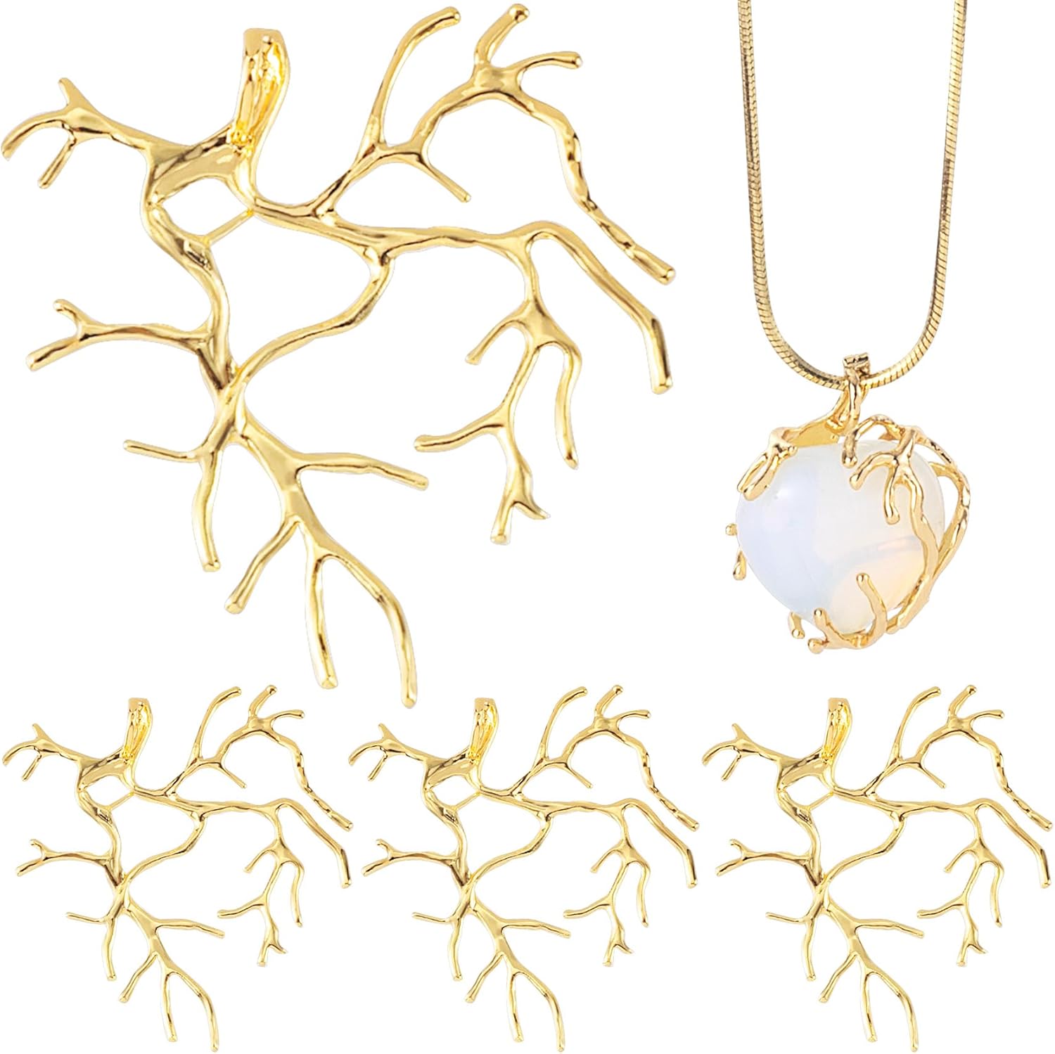 Branch Shape Blanks, Adjustable Claw Pendant Trays, Hypoallergenic Brass Branch Prong Pendant Bezels for Jewelry Making Bracelet Earrings Necklace DIY Crafts