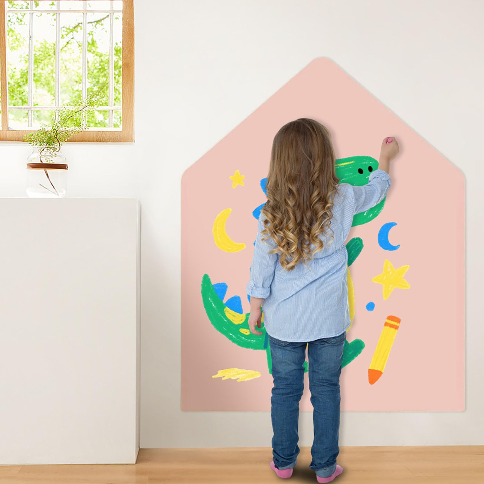 Lavagna Magnetica da Parete 80 x 100 cm, Autoadesiva Lavagna Cancellabile per Bambini con Gessetti, Pannello Decorativo Parete per Cameretta dei Bambini, Scuola, Ufficio (Rosa Chiaro)
