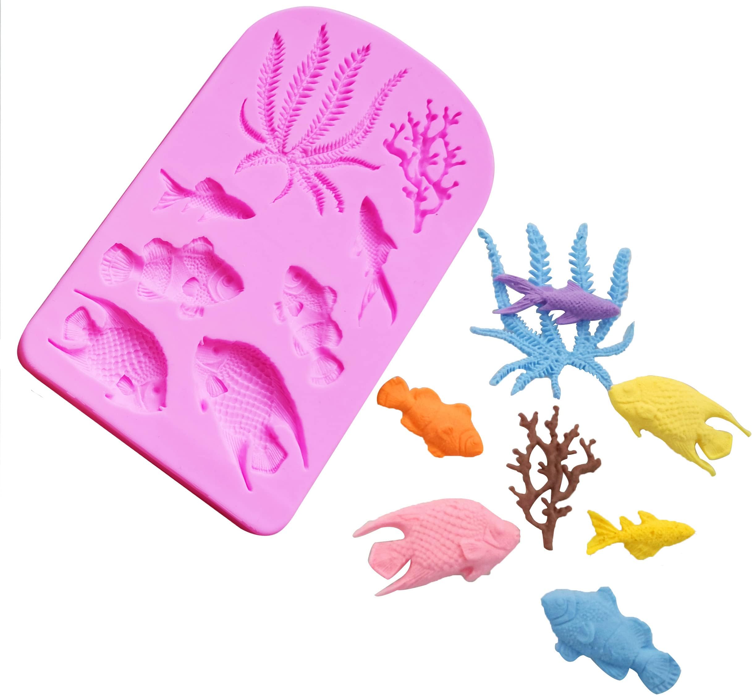 Seaweed Silicone Handmade Soap Molds Polymer Clay Mould Fish Cake Chocolate Fondant Baking Pudding Moulds Cake Cupcake Decoration Mold