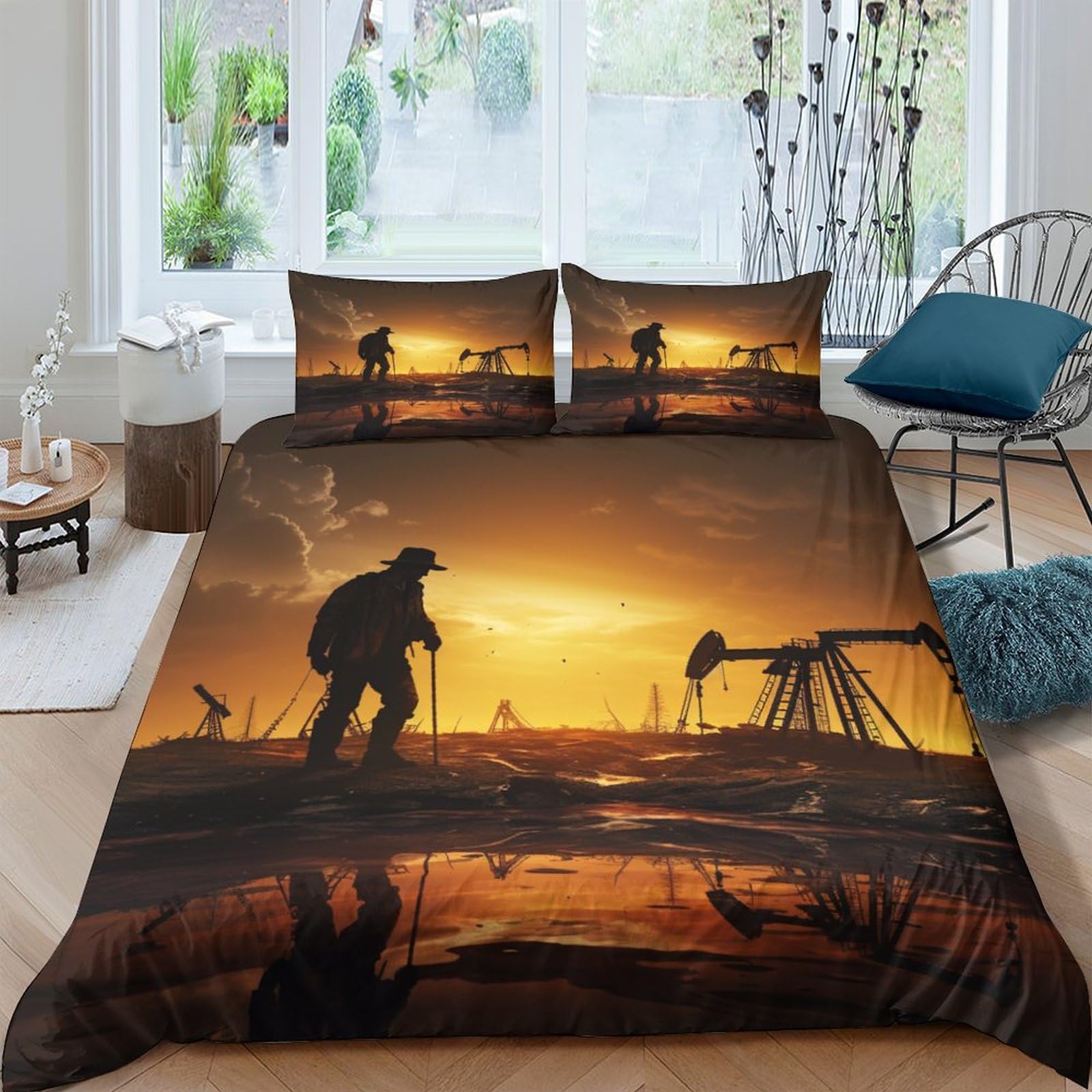 Parure de lit double confort supérieur couette légère microfibre 3D paysage