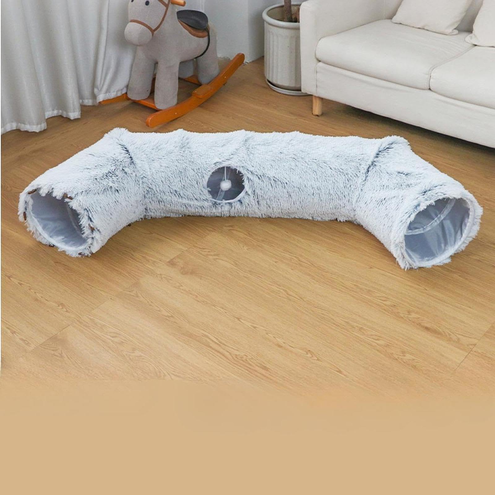Cama tipo túnel para gatos con bola, 40.5 x 33 pulgadas, escondite grande para jugar y descansar para gatos, gatitos, perros pequeños