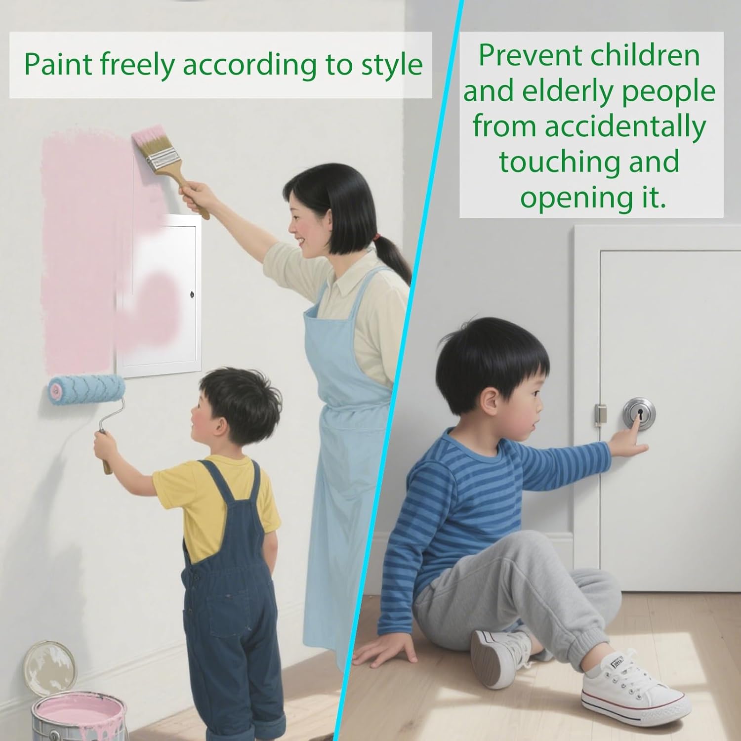 アクセスパネル 乾式壁用壁アクセスパネル、配管/電気/ケーブル用ロック付きユニバーサルメタルフラッシュ壁穴カバー、DIY塗装可能、簡