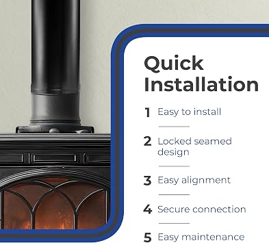 DuraVent 6 Inch Adjustable Lightweight Stainless Steel Double Wall Wood Burning Stove Pipe Connector to Vent Smoke or Exhaust, Black