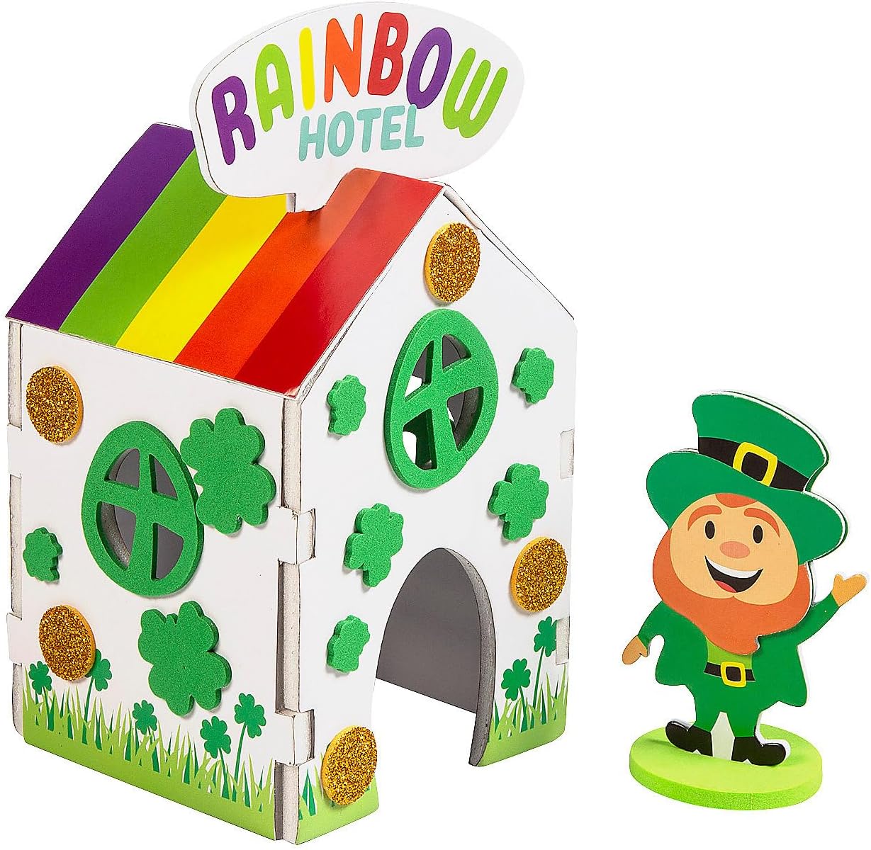 Fun Express 3D St. Patrick's Day Lucky Leprechaun Hotel Trap Craft Kit - Makes 12 Complete Kits for Kids Classroom Activities & Party Supplies | Easy DIY Foam Crafts for Preschool Projects
