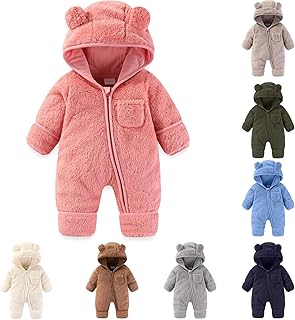 Generisch Baby Jumpsuit Winter Baby Fleece Jumpsuit Breathable Unisex Jumpsuit with Zip Romper Fleece for Babies Newborn Toddler Girls Boys Warm Jumpsuit