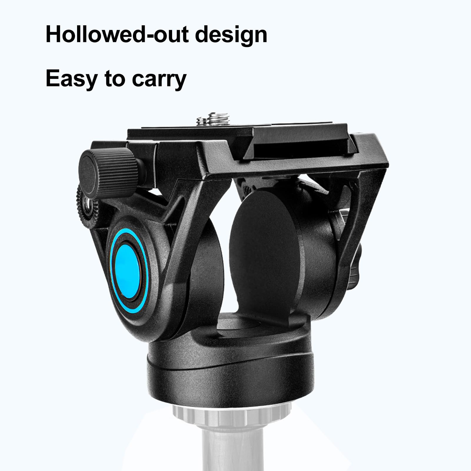 Jectse Testa per Treppiede con Smorzamento Idraulico Professionale, Lega di Alluminio Leggera con Piastra a Sgancio Rapido e Montanti Antiscivolo, per Fotocamere DSLR, Fotocamere