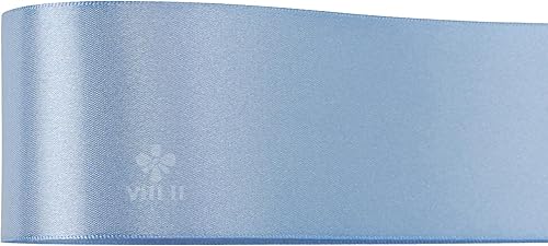 Miniatura 8 de MEEDEE - Cinta de satén azul polvoriento de 2 pulgadas, cinta azul polvoriento de lujo de doble cara de 25 yardas, cintas de satén de seda para