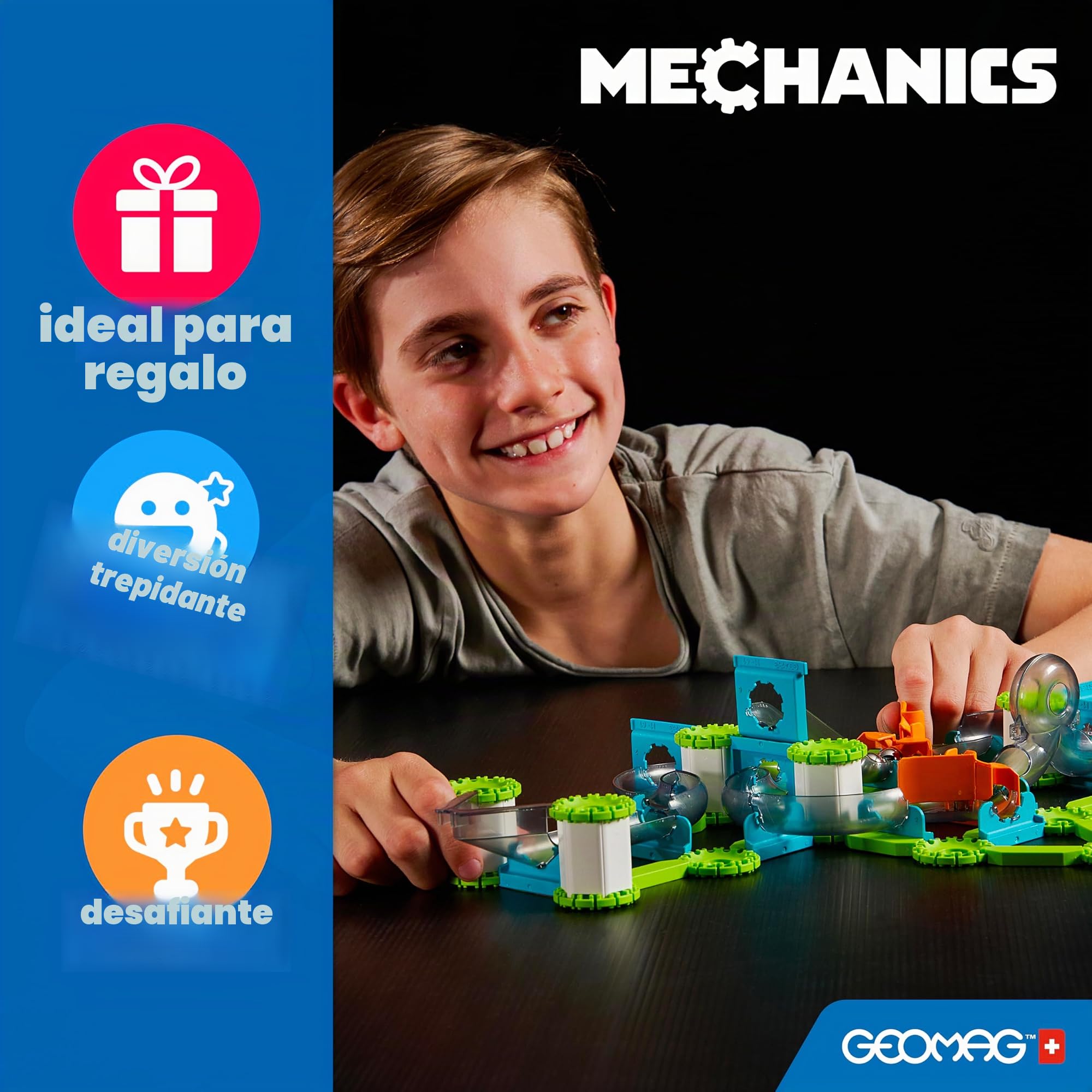 Geomag - Mechanics Motion Magnetic Gears - Juego Educativo y Creativo para Niños - Bloques de Construcción Magnéticos - Juego de 96 Piezas
