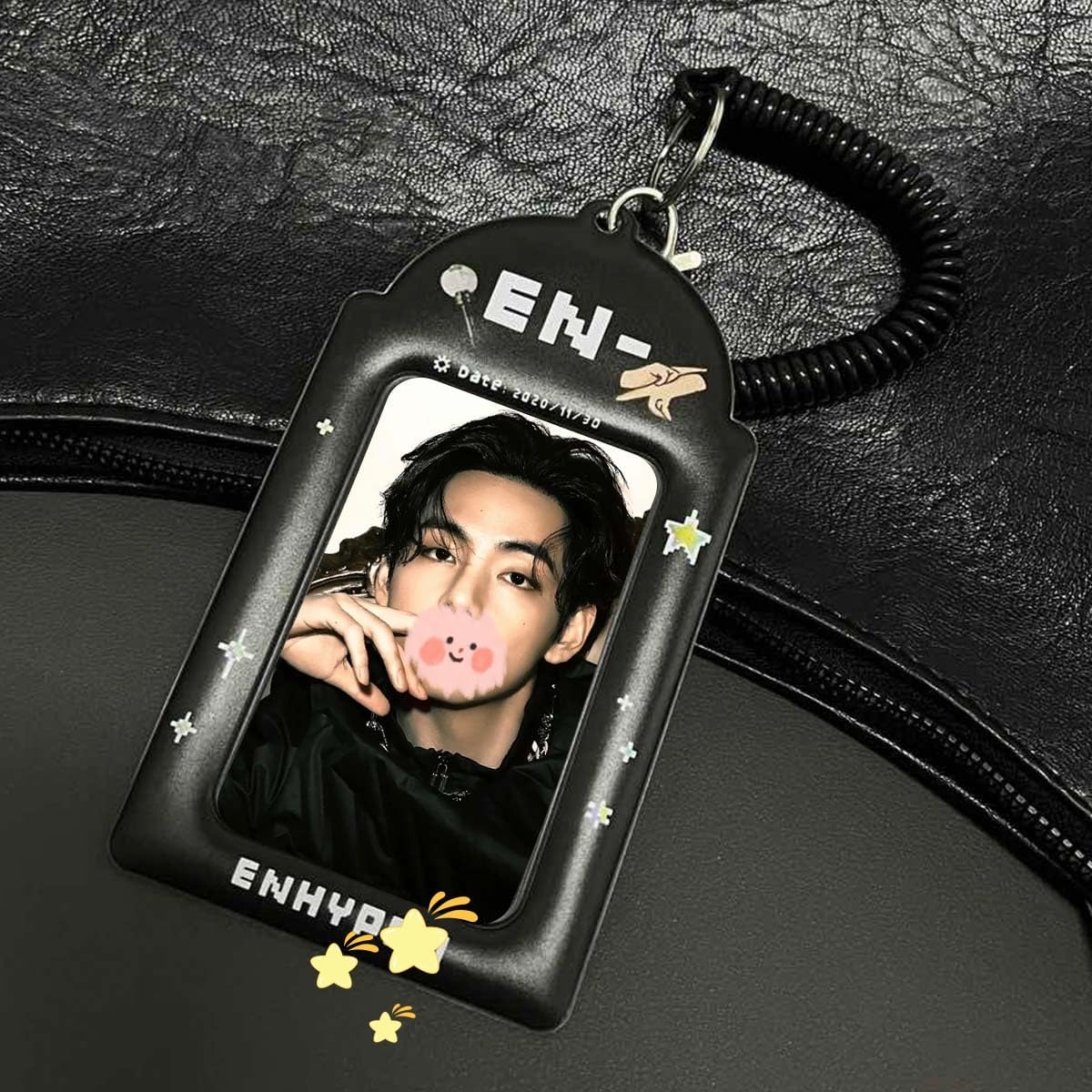 Kpop EN Photocard Holder Black Minimalist Card Sleeve Simple Card Cover Suitable for Storing 3~3.5 in Celebrity Album Cards (En)