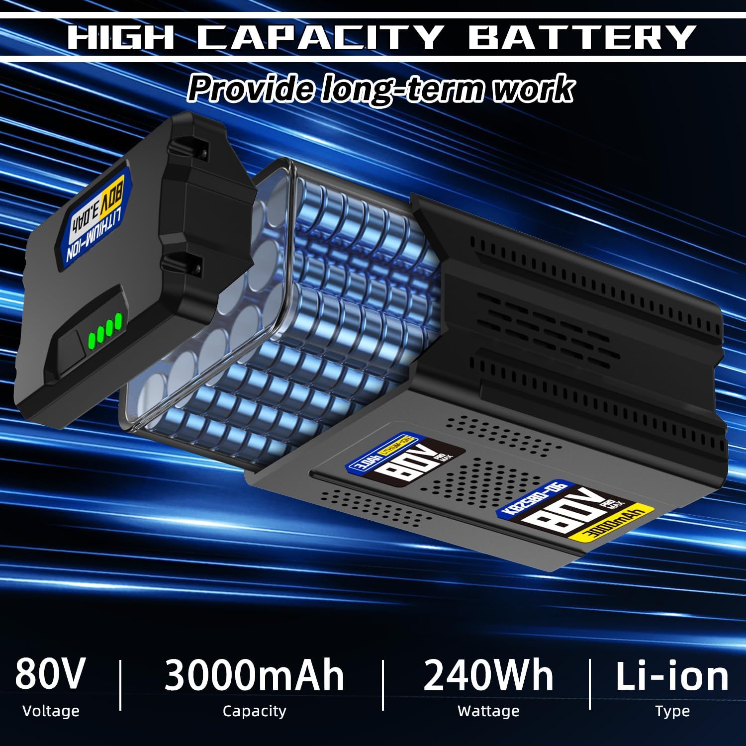 3.0Ah 80V Replacement Battery for Kobalt, Lithium-Ion Battery Compatible with Kobalt 80V Max Cordless Power Tools, Fit for KB2580-06 KB280-06 KB580-06 KB680-06