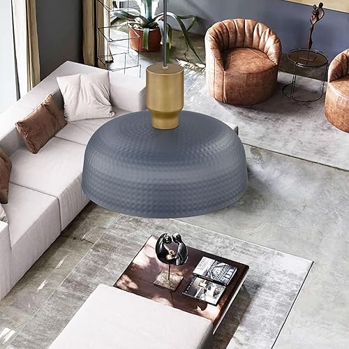 Miniatura 7 de Luminzone Luces colgantes de granja, lámparas colgantes ajustables con pantalla de metal martillado, iluminación colgante de 12.4 pulgadas para isla