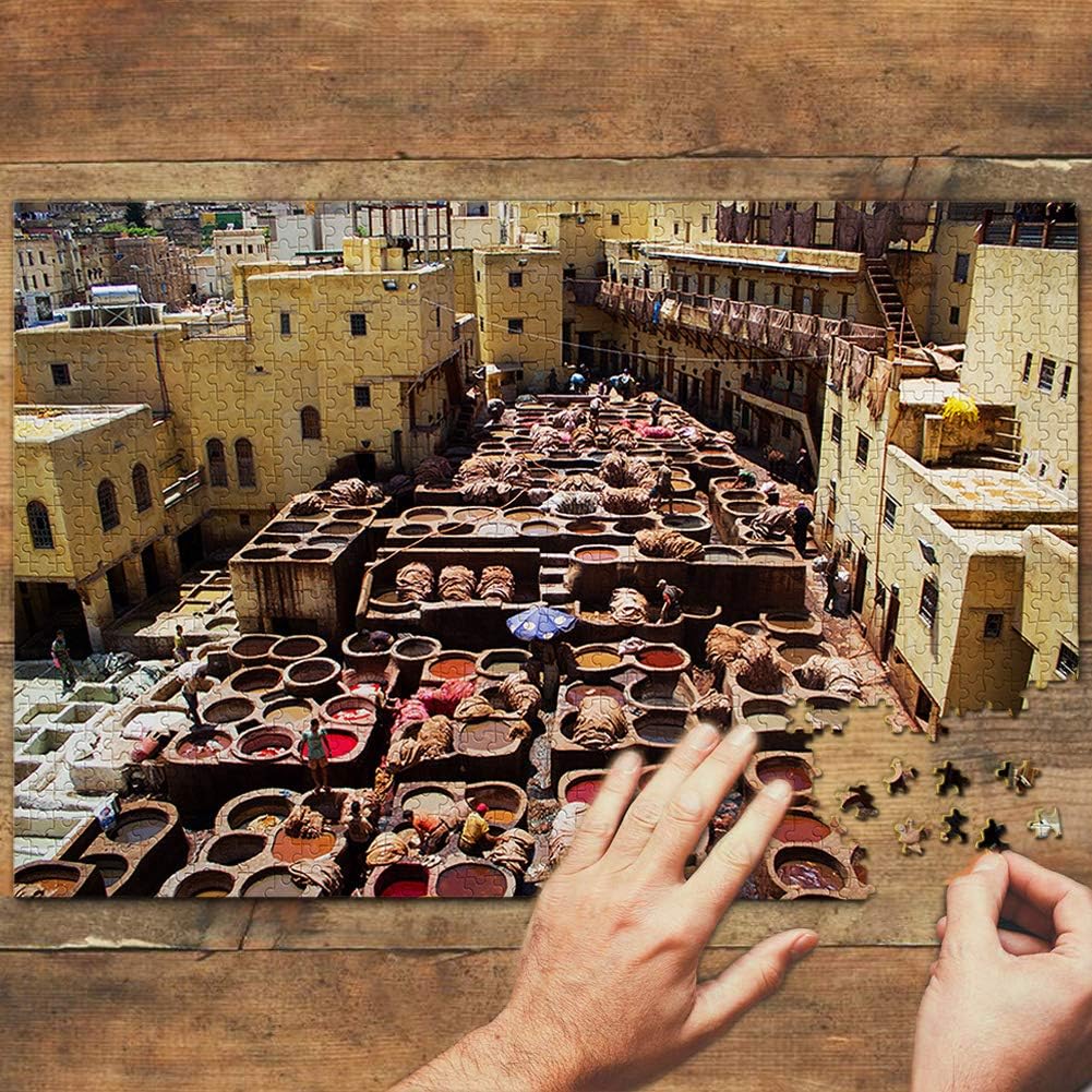 Morocco Old Town FES Jigsaw Puzzle 1000 Piece Game Artwork Travel Souvenir Wooden
