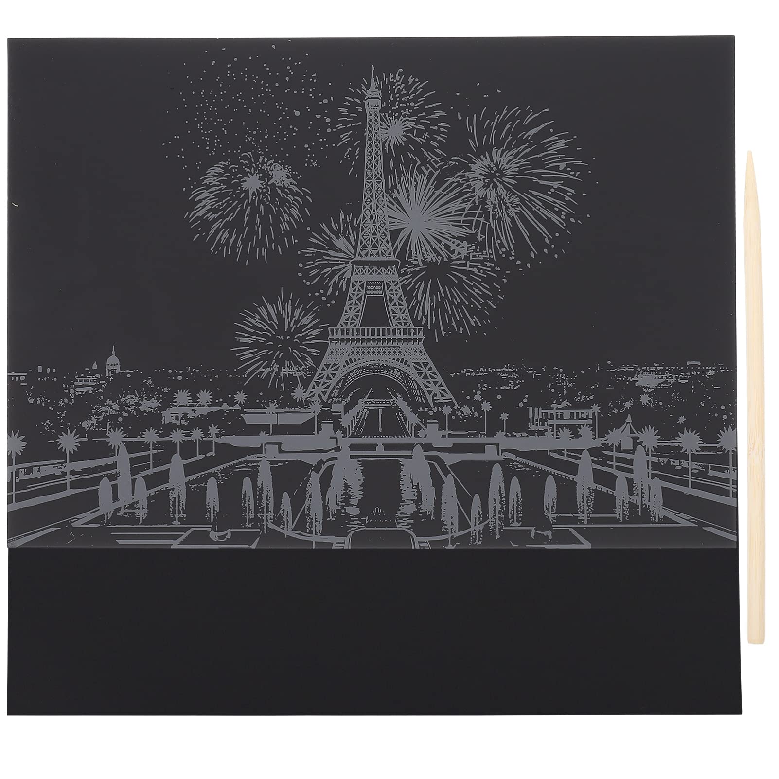 Ubervia 2pcs Black Scratch Art Paper - Night View Scratchboard City Series - Paris Painting Art Materials-picture-22