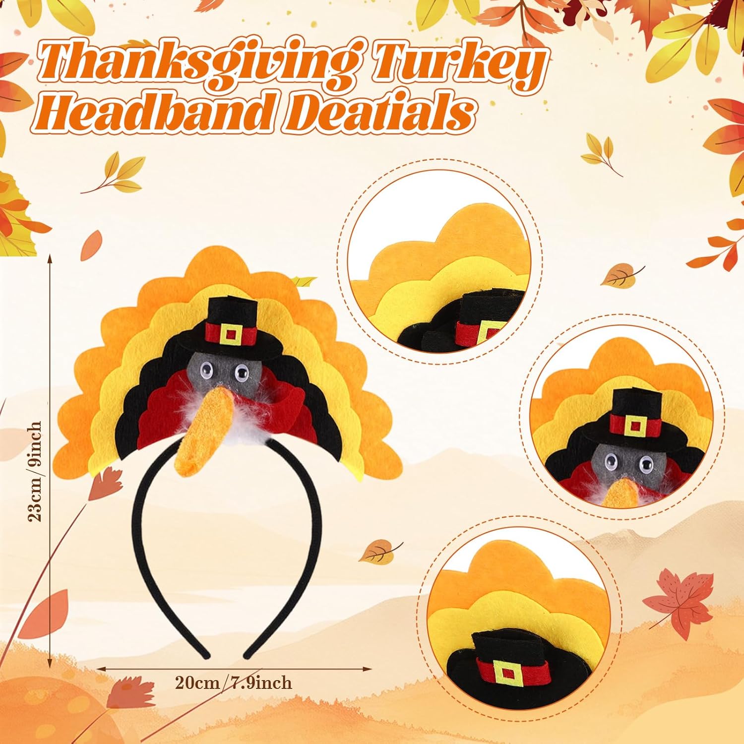 8 Pcs Thanksgiving Turkey Hat Bulk Plush Roasted Turkey Trot Hast with Legs Funny Headband for Woman Man Thanksgiving Night Event Dress-up Cosplay Accessories